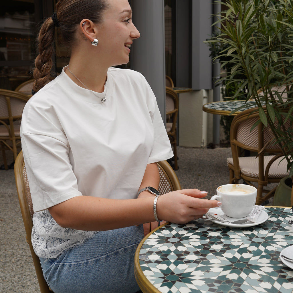 T-SHIRT AMBRE - BLANC