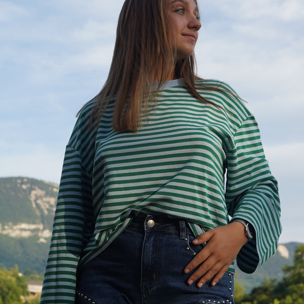 T-SHIRT MARINE - VERT & BLEU