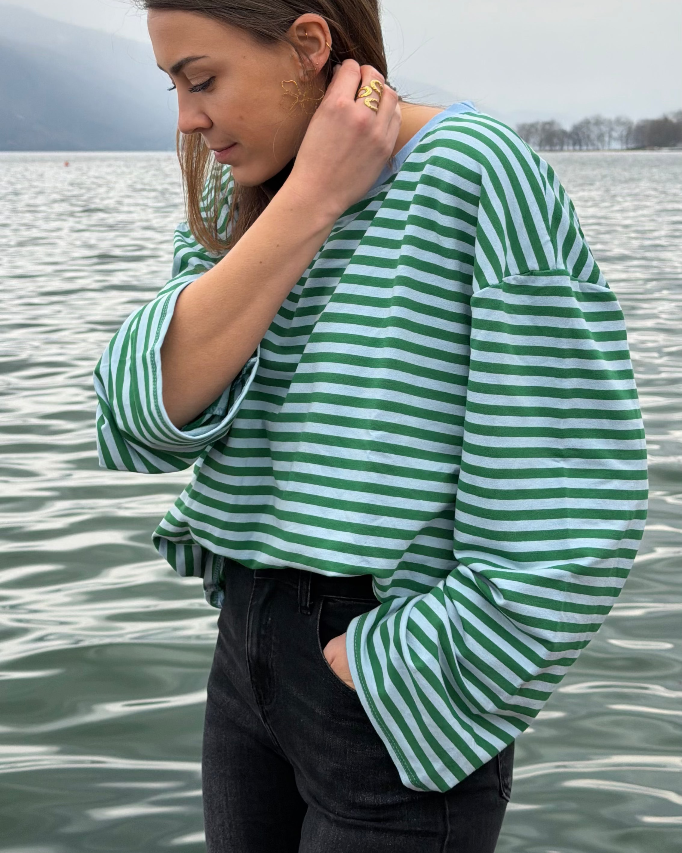 T-SHIRT MARINE - VERT & BLEU